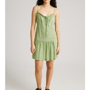 Y2K Marc by Marc Jacobs Ditzy Floral Drop Waist Mini Cotton Sage Green Dress 0